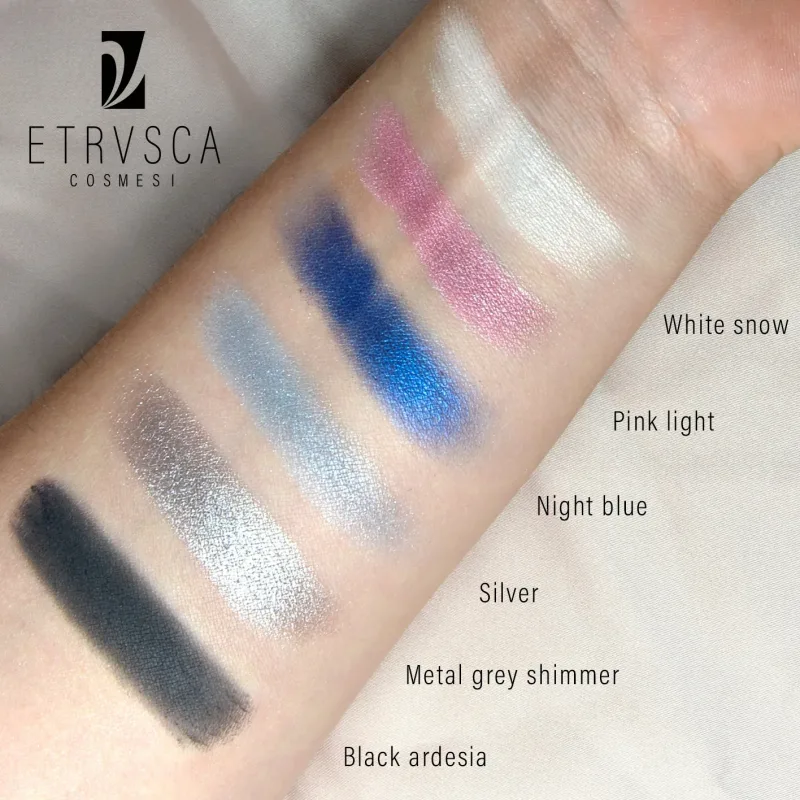 Swatch ombretti palette ardesia etrvsca cosmesi per un perfetto smokey eye facile da realizzare