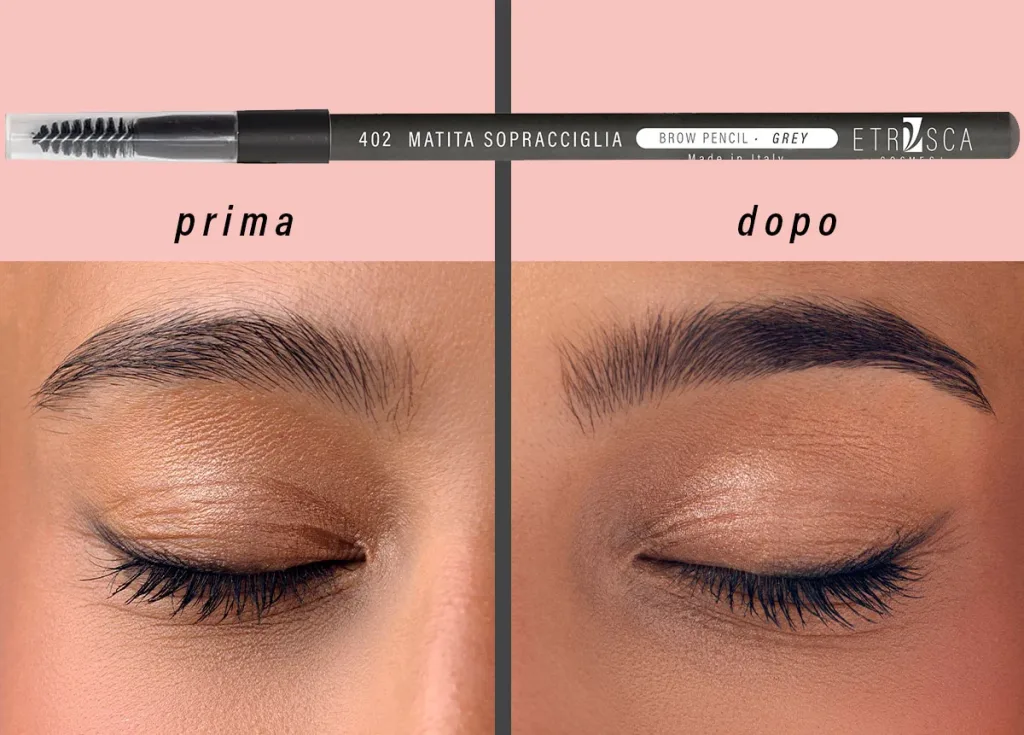 matita sopracciglia prima e dopo